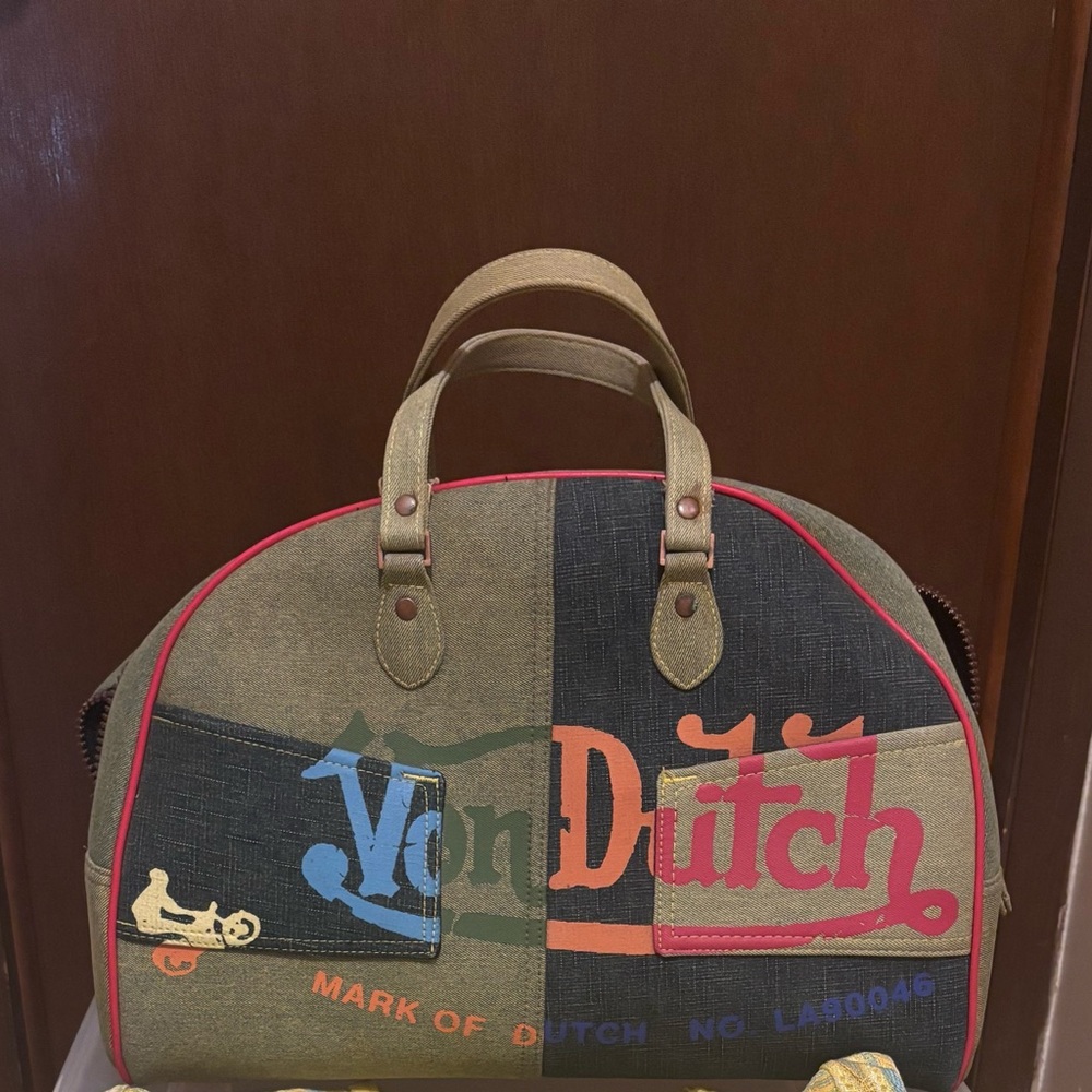 Von Dutch Multi-Colored Bowling Denim Bag, 100% Authentic, Pre-owned